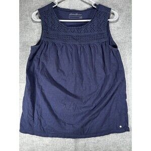 Eddie Bauer Sleeveless Tank Blouse Top Blue Womens Size Medium